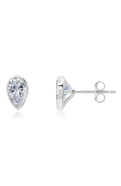 Pear Cubic Zirconia Stud Earrings in Platinum