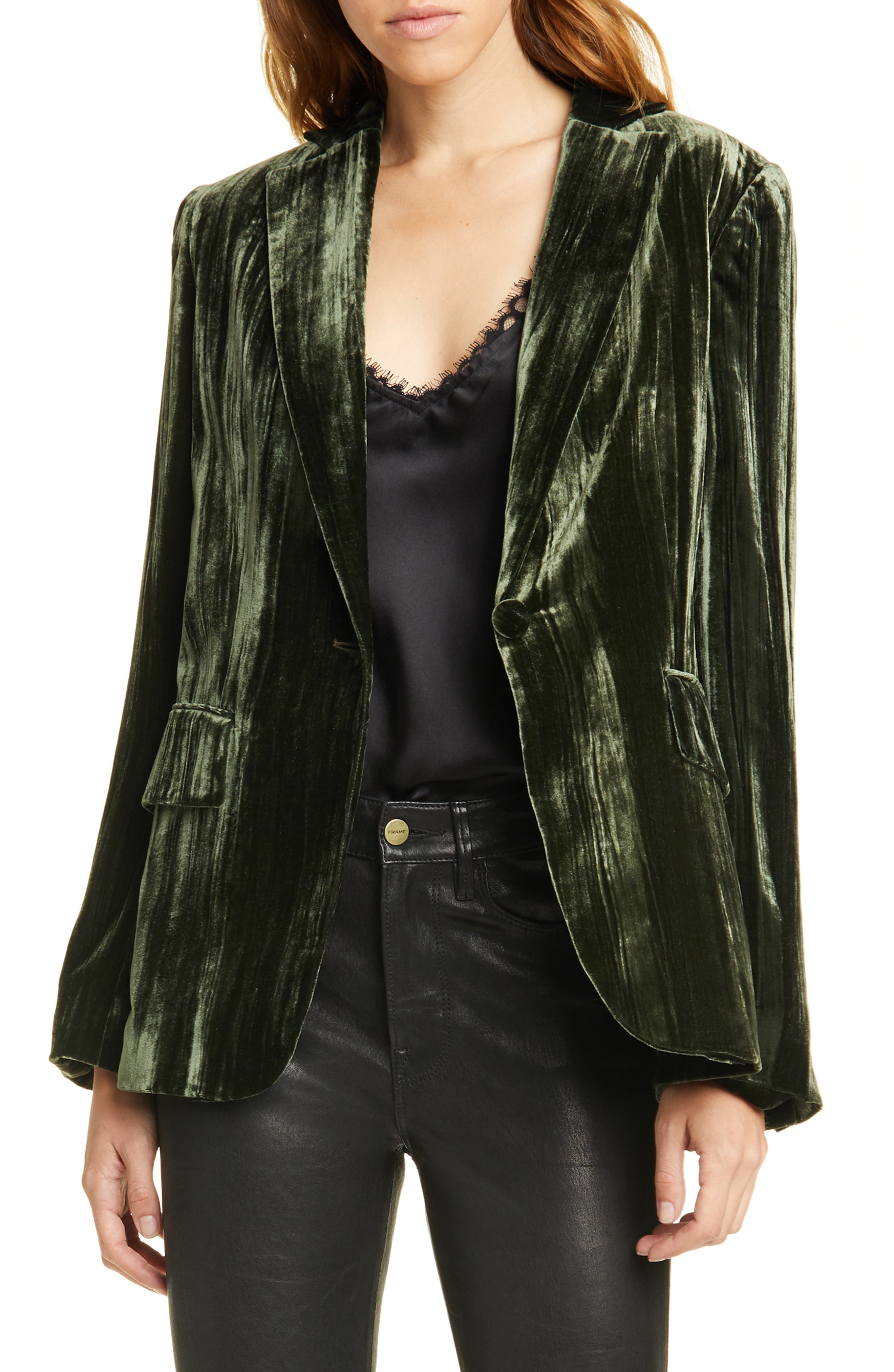 FRAME Classic Crushed Velvet Blazer Nordstrom