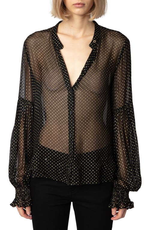 Zadig & Voltaire Tandy Mousseline Sparkle Top In Noir