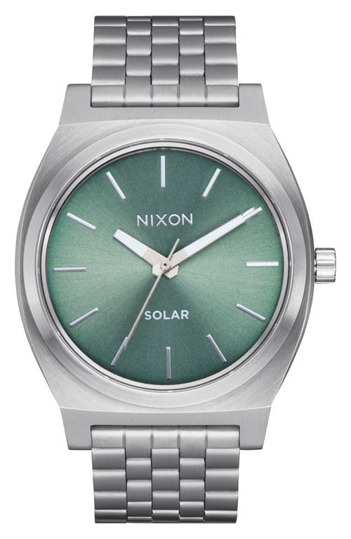 Nixon Time Teller Solar Bracelet Watch, 40mm In Silver/jade Sunray