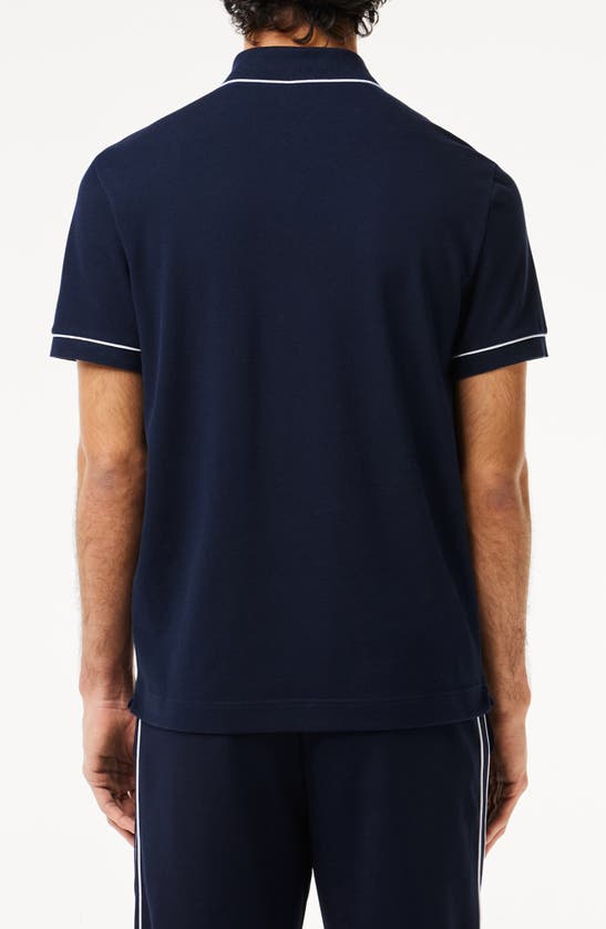 Shop Lacoste Regular Fit Tipped Piqué Polo In 166 Marine