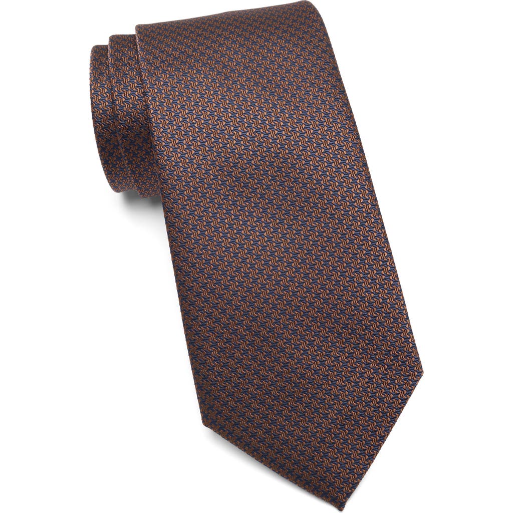 Tom Baine Pattern Satin Tie In Brown