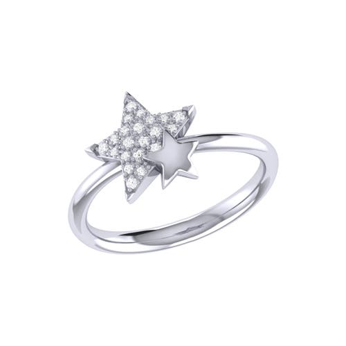 Luvmyjewelry Dazzling Starkissed Duo Diamond Ring In Sterling Silver In Silver