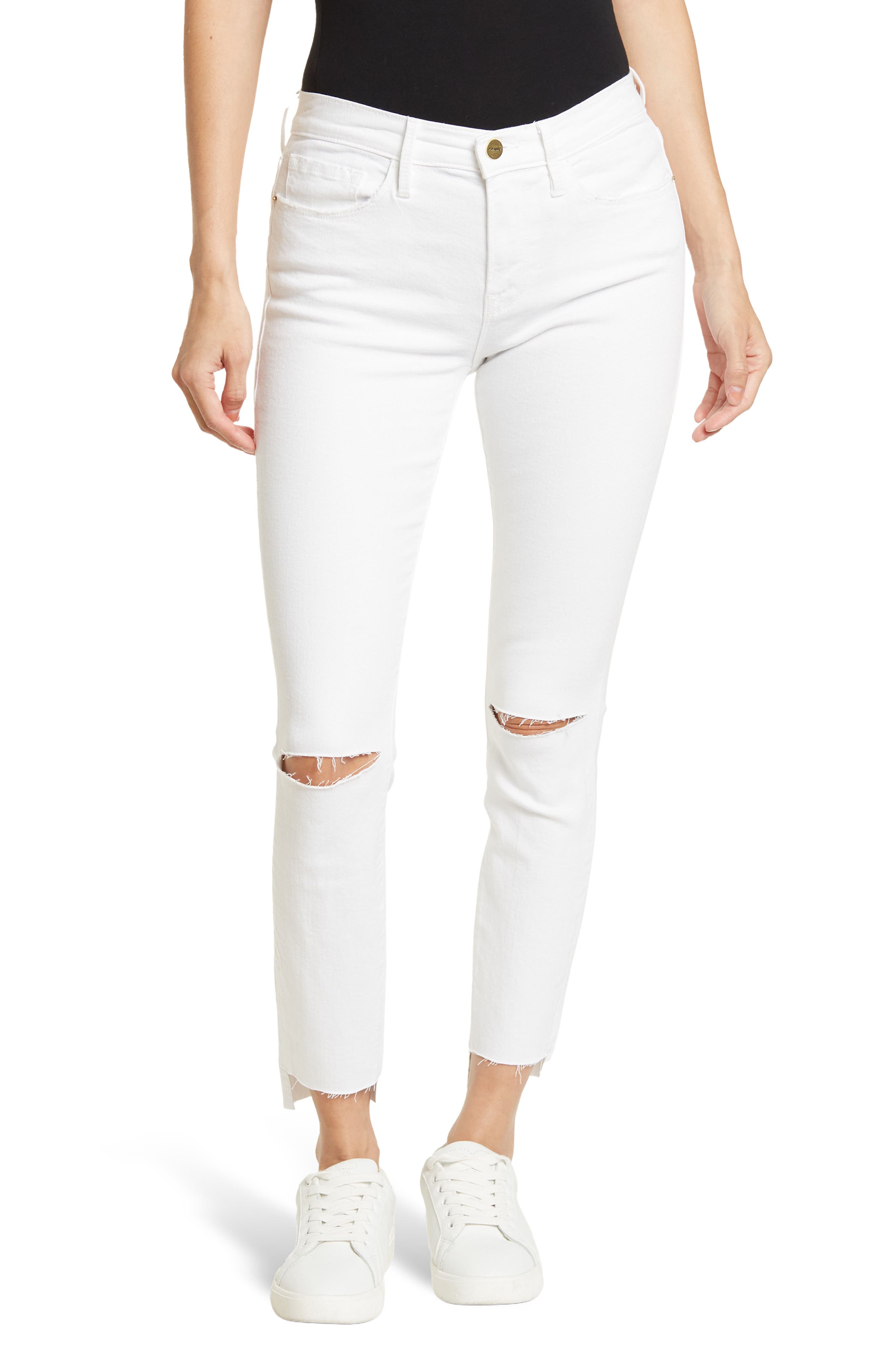 frame le skinny de jeanne white jeans