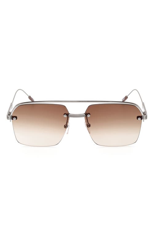 ZEGNA 59mm Navigator Sunglasses in Shiny Gunmetal/gradient Brown