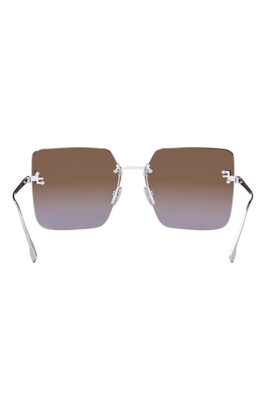 Shop Fendi The  First 59mm Geometric Sunglasses In Shiny Palladium / Gradient