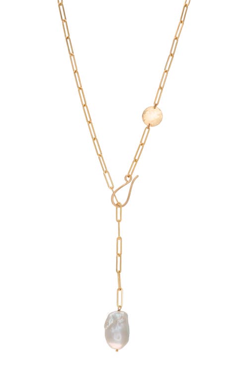 Albisia Veda Baroque Pearl Lariat In 14k Gold Filled/pearl