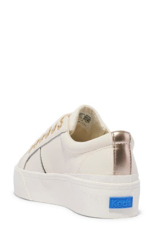 Keds Women's Jump Kick Duo Leather Metallic Lace Up Leather Sneakers In Egret/champagne Leather