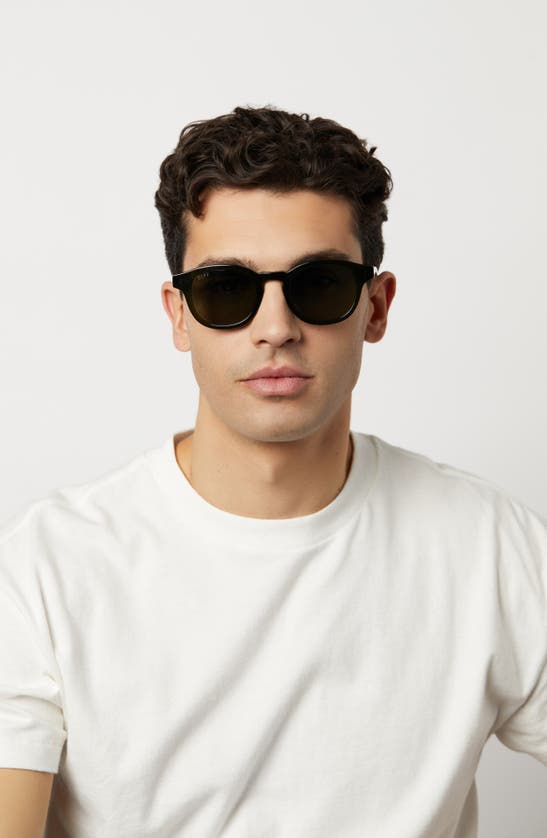 Shop Diff Arlo Xl 50mm Polarized Small Round Sunglasses In Dark Olive