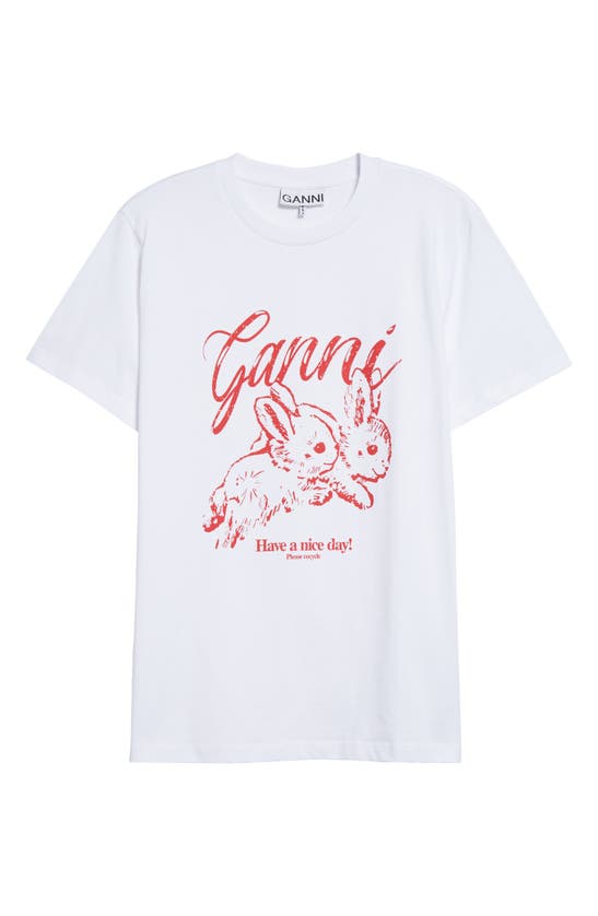 Shop Ganni Kitty Organic Cotton Graphic T-shirt In Bright White