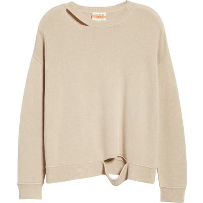 Eileen Fisher Distressed Recycled Cashmere Blend Sweater, Beige (Unisex) (Nordstrom Exclusive)