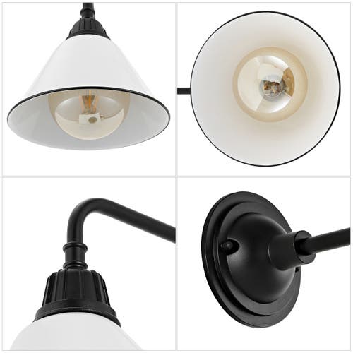 Jonathan Y Croydon 1-light Farmhouse Industrial Indoor/outdoor Iron Led Gooseneck Arm Outdoor Sconce In White/black