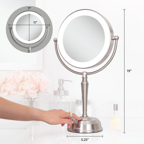 Zadro Makeup Mirror With Light And 10x/1x Magnifications And Usb Charging Port In Satin Nickel