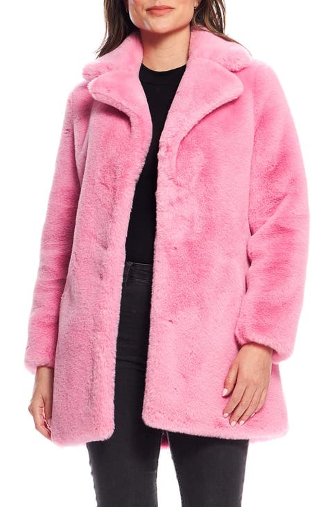 Faux Fur Jacket - Pink - Ladies