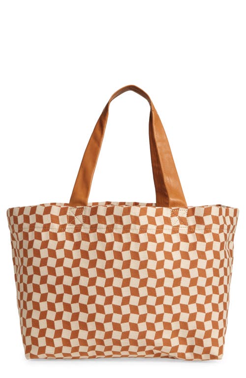 Shop Madewell Large Check Tote In Dried Straw Multi