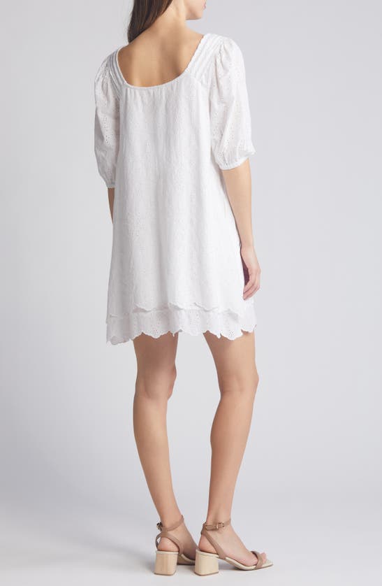 Shop Caslon (r) Eyelet Cotton Shift Dress In White