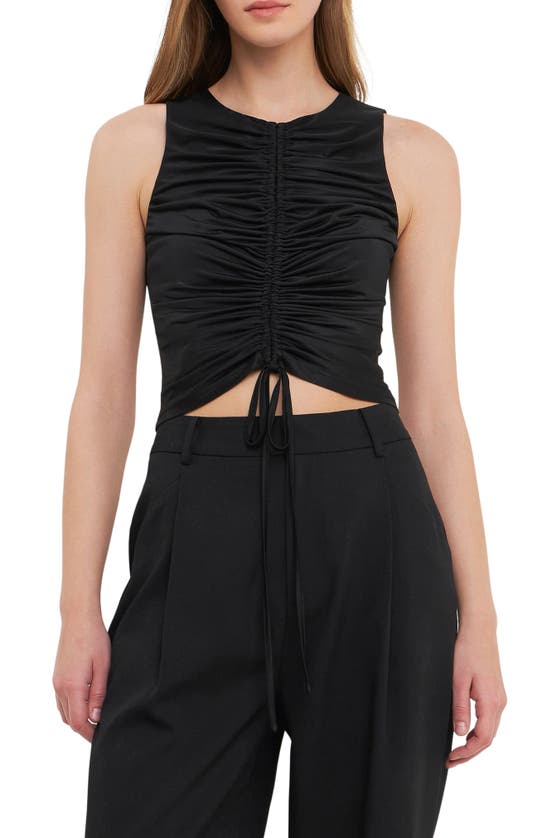 Shop Endless Rose Ruched Stretch Crop Tank In Black