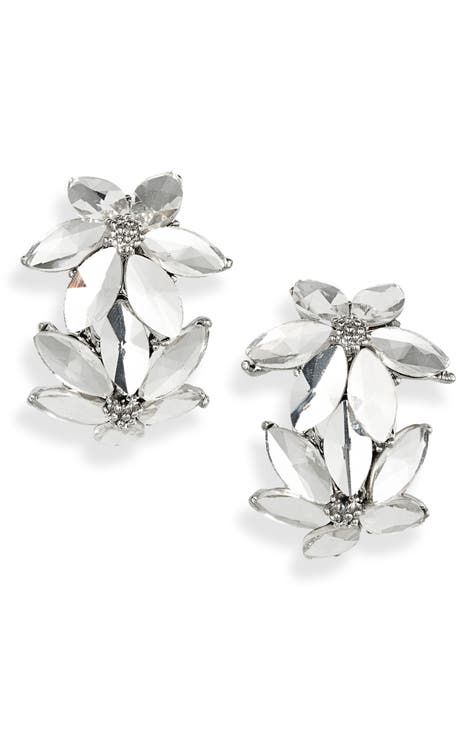 Flower Crystal Huggie Hoop Earrings