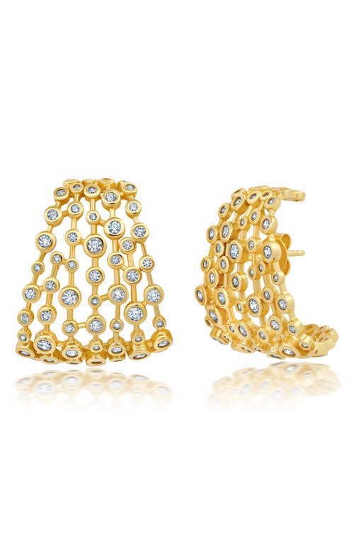 Raining Star Cubic Zirconia Huggie Hoop Earrings in Gold