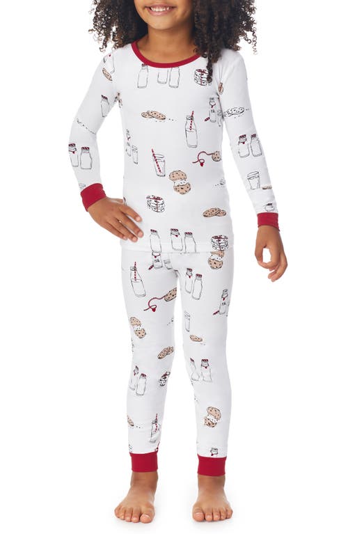 BedHead Pajamas Kids' Holiday Stretch Organic Cotton Jersey Two-Piece Fitted Pajamas in Milk And Cookies