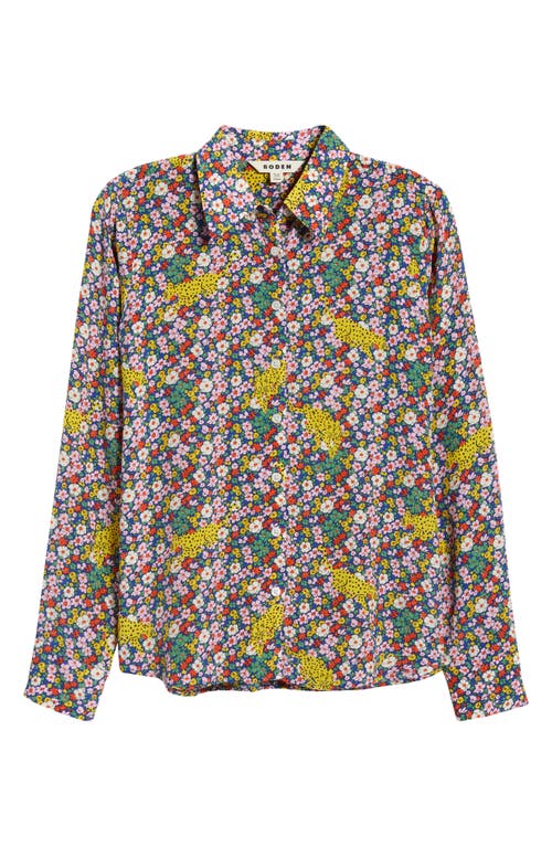 BODEN BODEN SIENNA FLORAL SILK BUTTON-UP SHIRT 