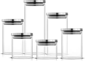 JoyJolt Glass Food Storage Jars Containers, Glass Storage Jar Stainless  Steel Lids Set of 6 Kitchen Glass Canisters