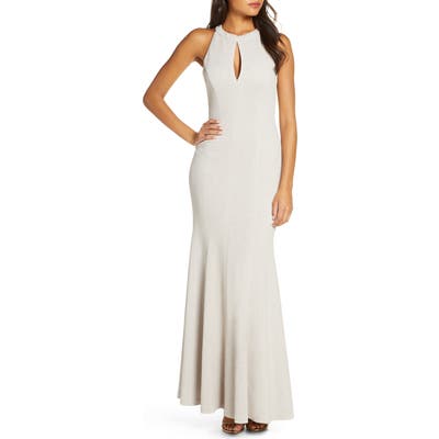 Eliza J Glitter Knit Trumpet Gown