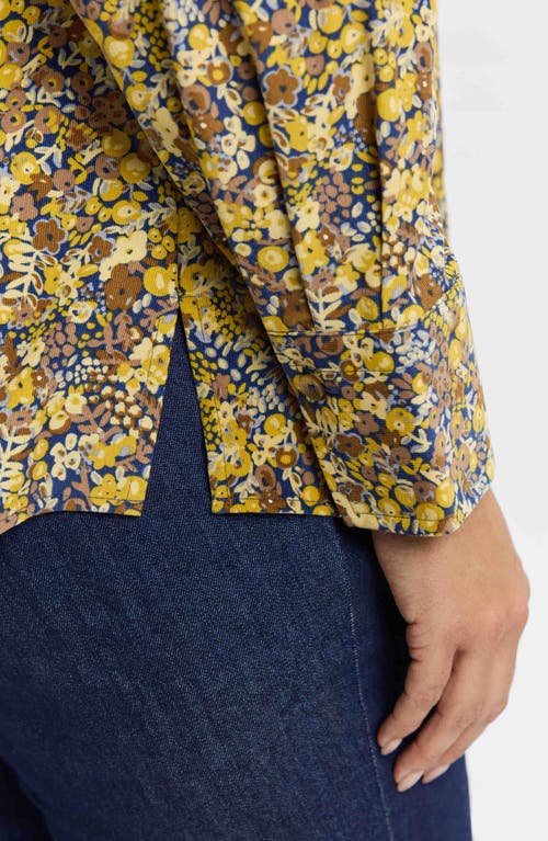 Foxcroft Mary Ditsy Floral Cotton Corduroy Button-up Shirt In Yellow