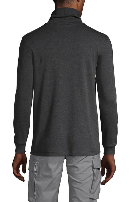 Shop Lands' End Cotton Supima Turtleneck In Dark Charcoal Heather