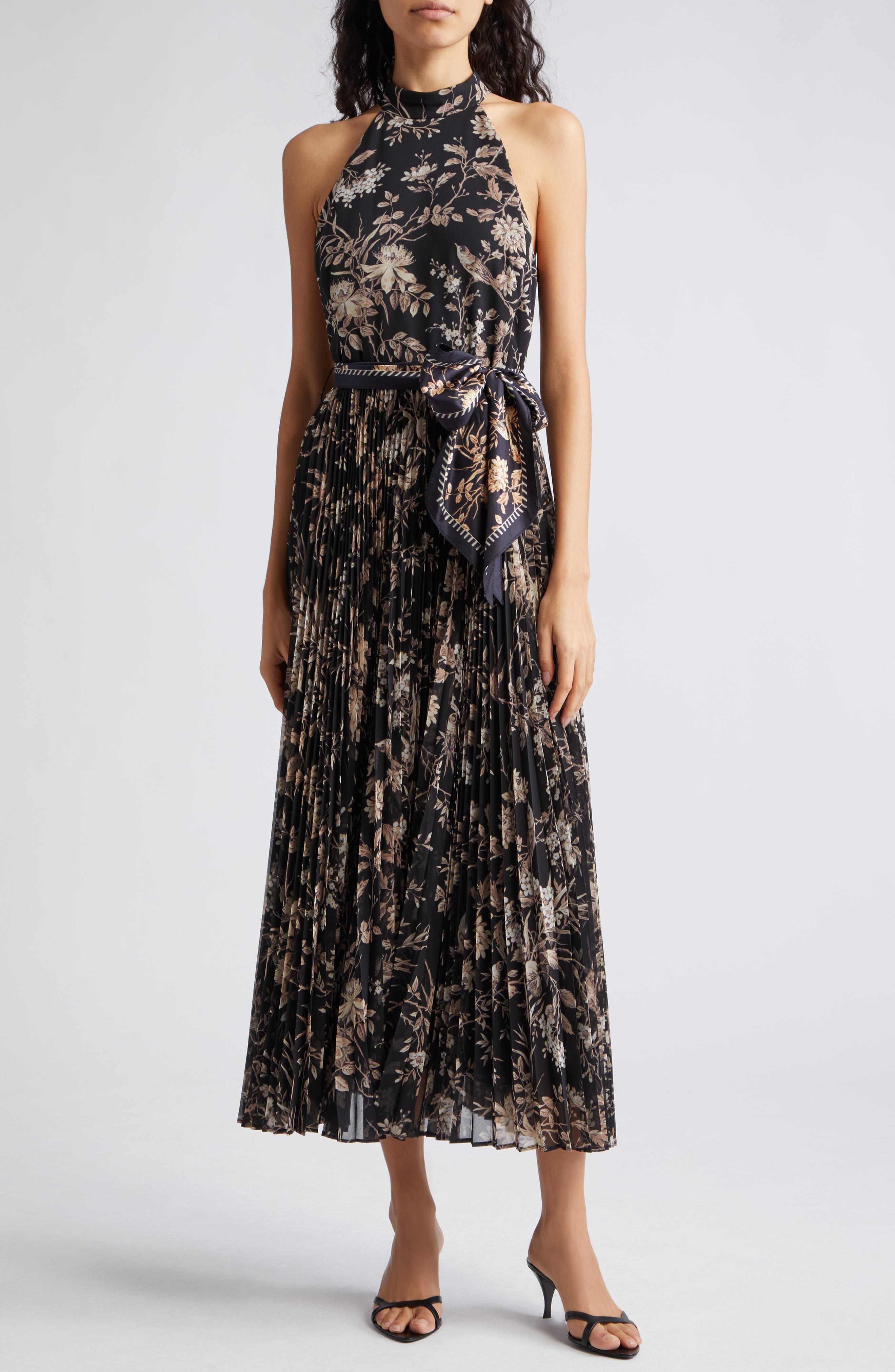 Zimmermann Sunray Picnic Pleated Chiffon Midi Dress in Black Mockingbird | Smart Closet Zimmermann Sunray Picnic Pleated Chiffon Midi Dress in Black Mockingbird | Smart Closet
