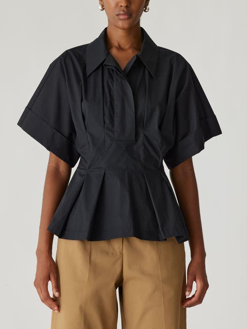 Shop Rebecca Taylor Poplin Peplum Blouse In Black