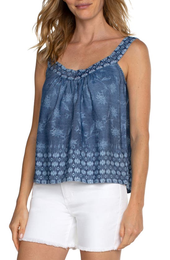 Shop Liverpool Los Angeles Floral Print Sleeveless Top In Indigo Floral