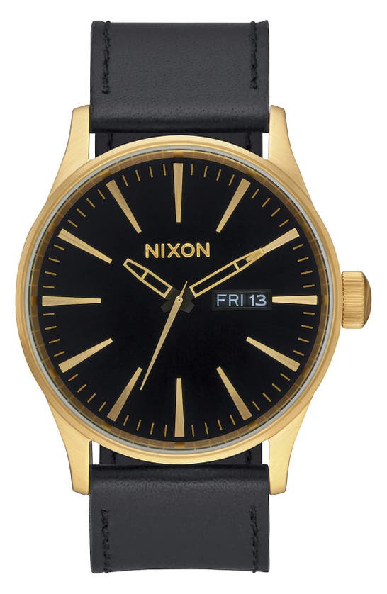 NIXON THE SENTRY LEATHER STRAP WATCH, 42MM,A1052073