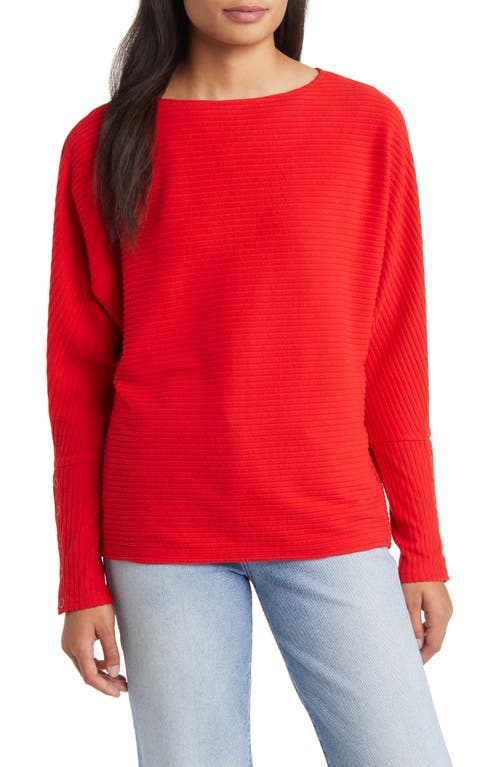 caslon(r) Snap Cuff Dolman Sleeve Rib Top in Red Chinoise
