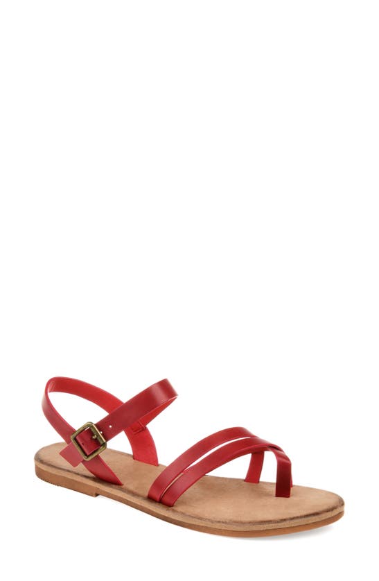 Journee Vasek Strappy Flat Sandal In Red