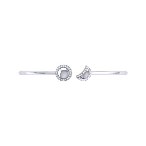 Luvmyjewelry Moon Phases Adjustable Diamond Cuff In Sterling Silver In Silver