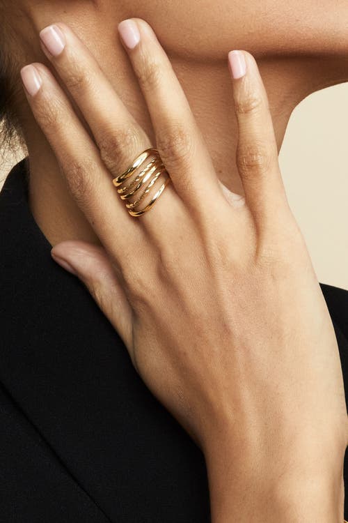 Oradina 14k Yellow Gold Wavy Stack Ring In Yellow Gold