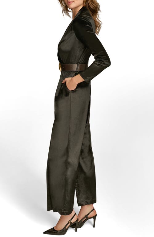 Shop Donna Karan New York Long Sleeve Velvet Jumpsuit In Black