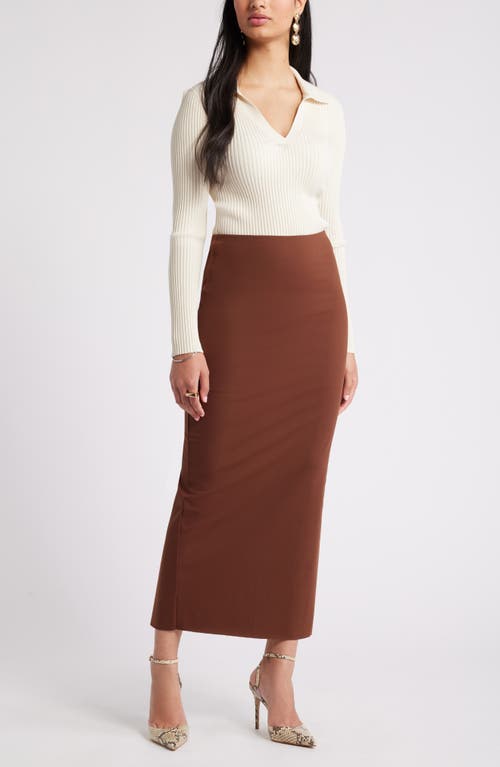 Shop Open Edit Smooth Edit Maxi Skirt In Brown Soil