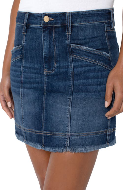 Shop Liverpool Los Angeles Frayed Hem Denim Miniskirt In Weston