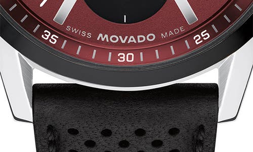 Shop Movado Museum Sport Leather Strap Chronograph Watch, 43mm In Red