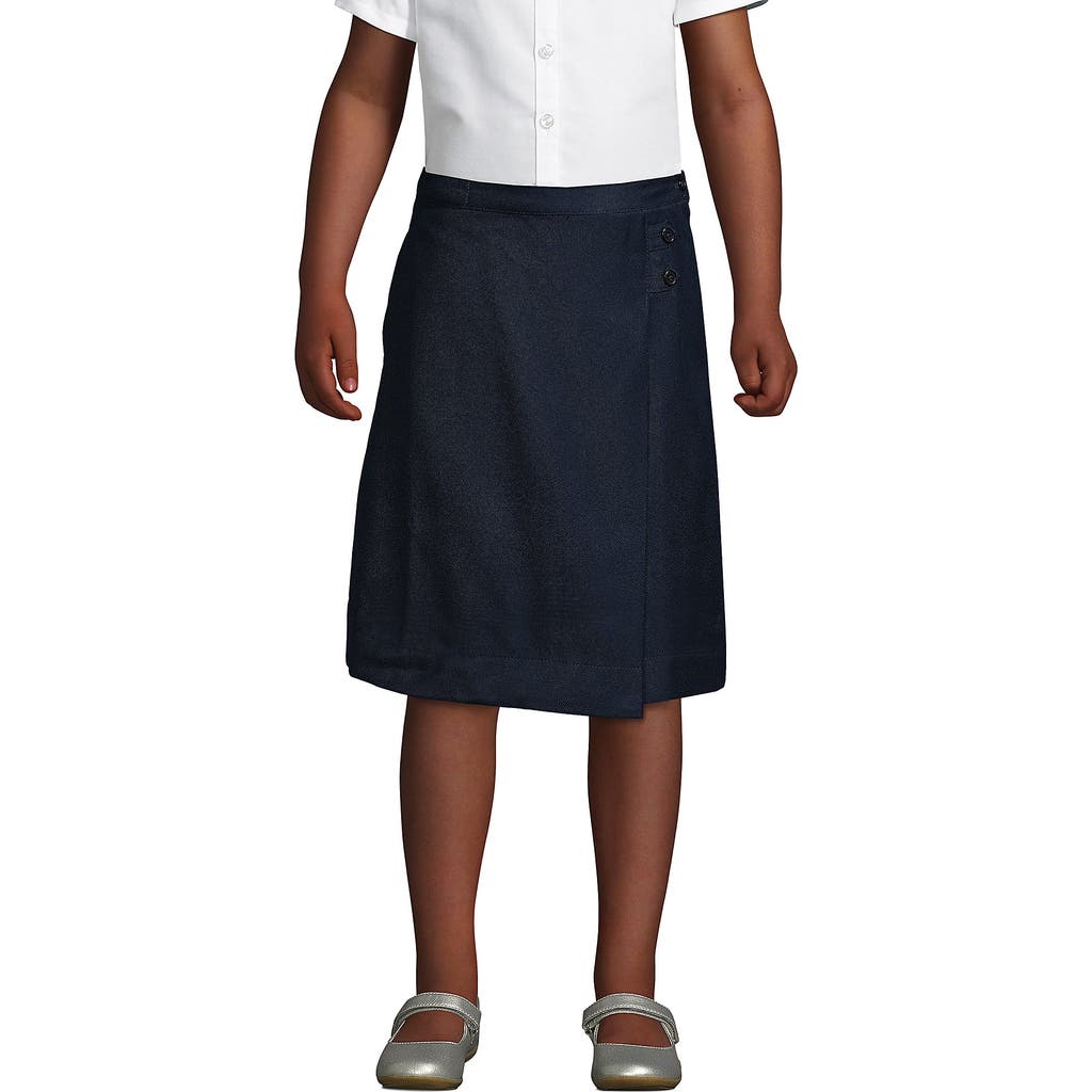 Lands' End School Uniform Girls Solid A-line Skirt Below The Knee In Classic Navy