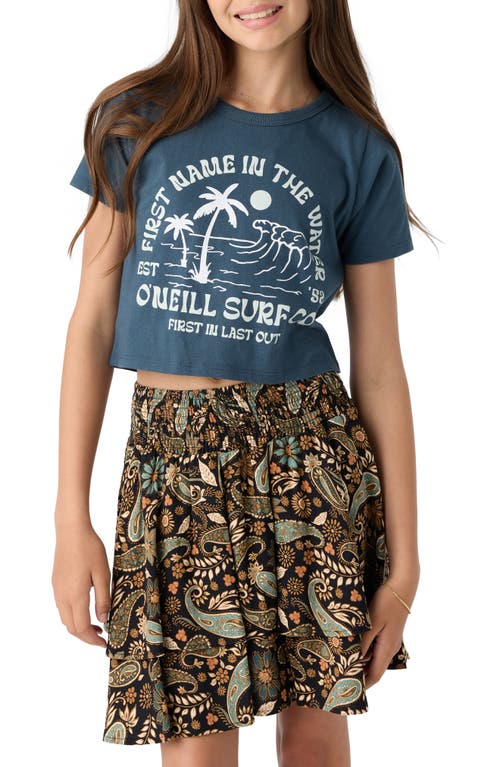 Shop O'neill Kids' Beachside Bliss Cotton Graphic Crop T-shirt In Slate