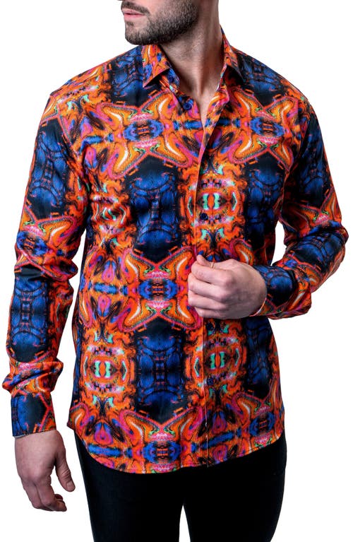 Maceoo Fibonacci Interstellar Multi Contemporary Fit Button-Up Shirt Orange at Nordstrom,