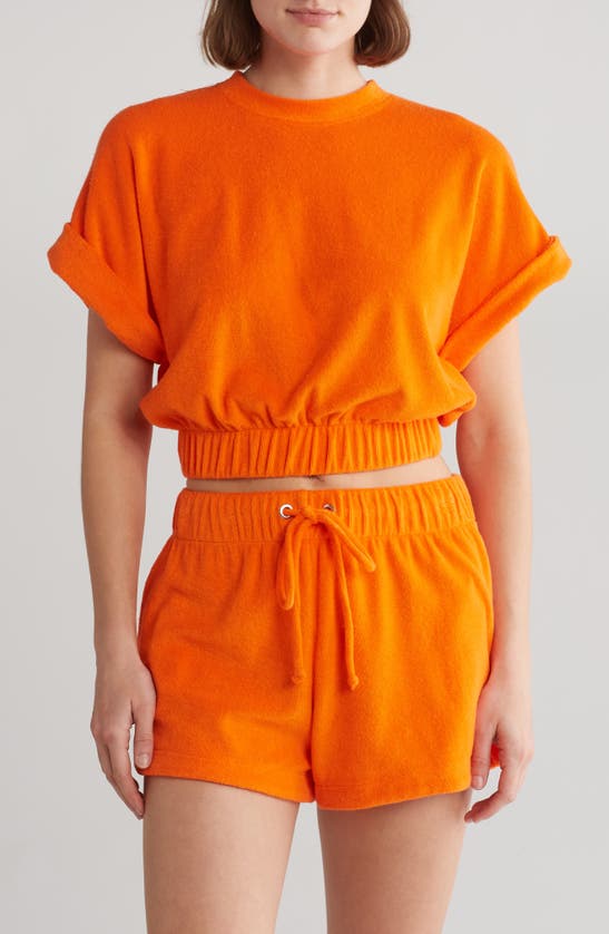 Elan Short Sleeve Cover-up Top In Orange