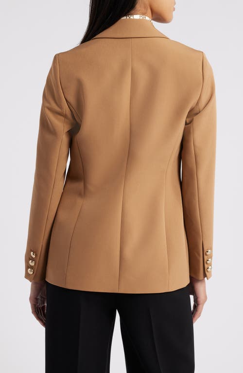 Shop Anne Klein Anne Stretch Faux Double Breasted Blazer In Vicuna