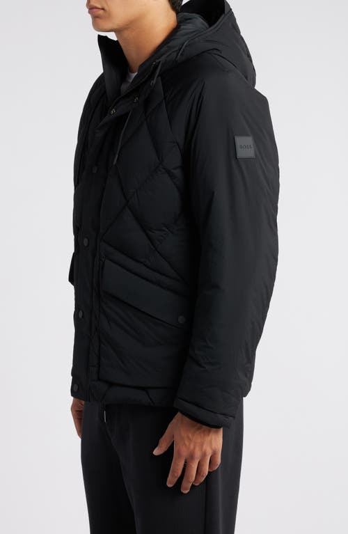 Shop Hugo Boss Boss Cixus Quilted Hooded Down Coat In Black