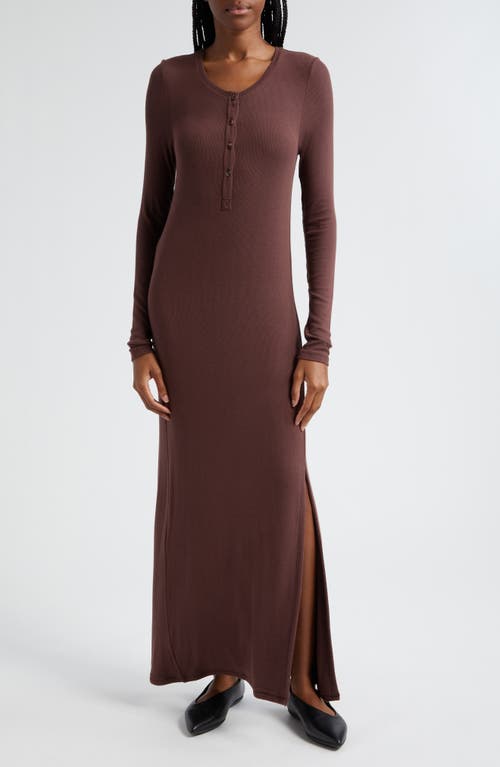 ATM Anthony Thomas Melillo Rib Long Sleeve Maxi Dress in Chocolate at Nordstrom, Size Medium