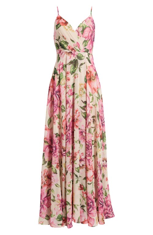 Shop Lulus Season Of Love Sleeveless Gown In Rusty Rose Floral