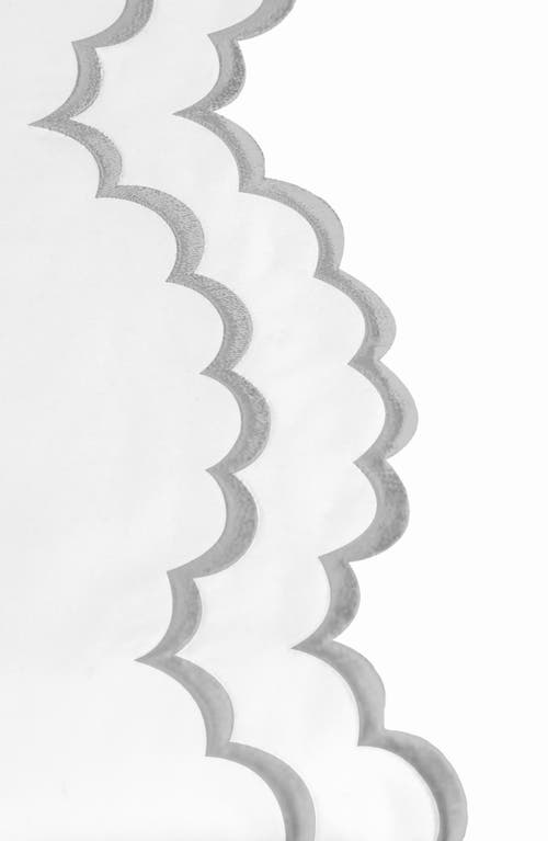 Melange Home Double Scallop Embroidered 300 Thread Count 100% Cotton Sheet Set In Grey/white